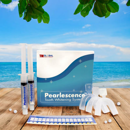Pearlescence Teeth Whitening System 16% Carbamide Peroxide Gel Kit – 2x10ml Mint Gel, 3 Boil and Bite Trays, Shade Guide