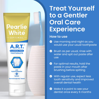 Pearlie White Active Remineralization Fluoride Free Toothpaste – Hydroxyapatite, Xylitol, 3.8oz/110g
