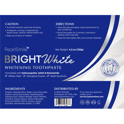 PearlSmile Hydroxyapatite Niacinamide Whitening Toothpaste – 10% nHAp, 5% Niacinamide, Fluoride-Free, 4.2oz (2-Pack)