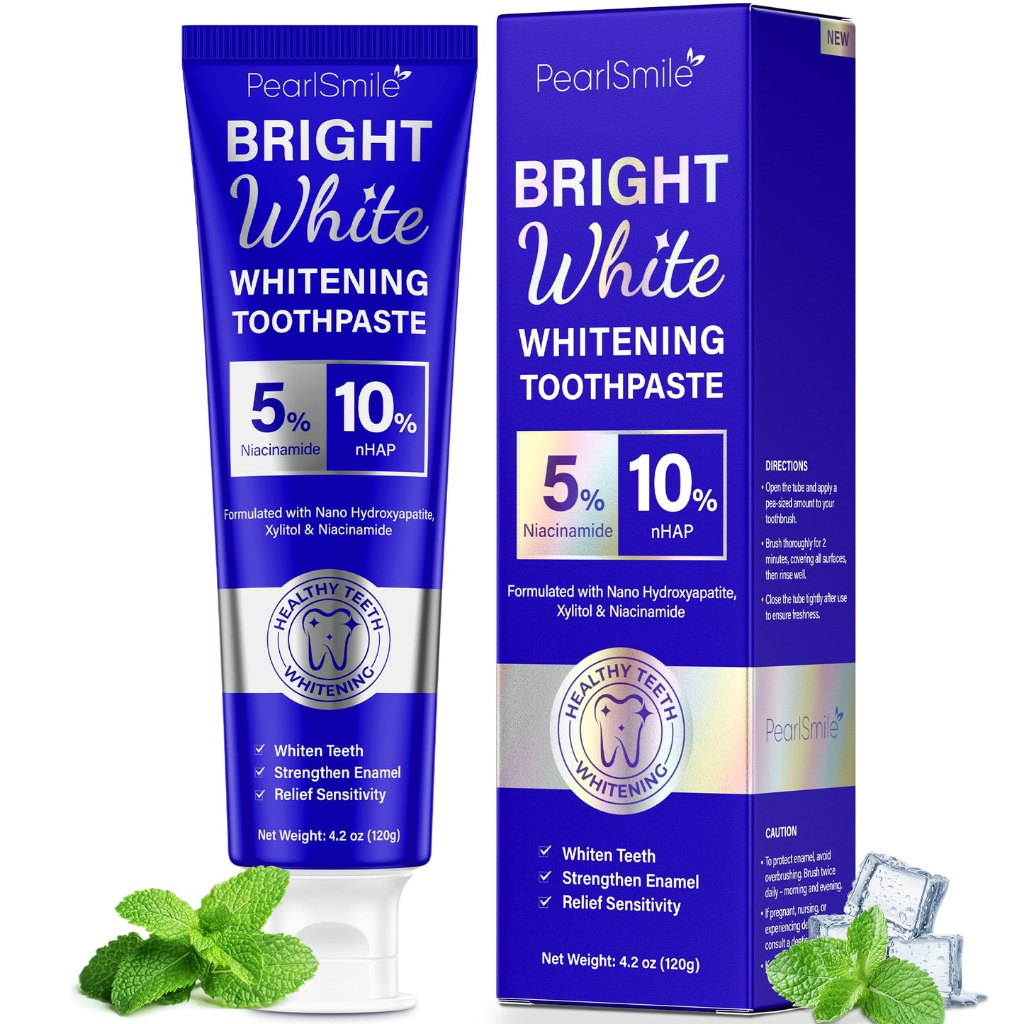 PearlSmile Niacinamide Hydroxyapatite Toothpaste – 10% nHAp, 5% Niacinamide, Fluoride-Free