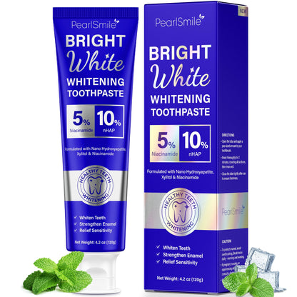 PearlSmile Niacinamide Hydroxyapatite Toothpaste – 10% nHAp, 5% Niacinamide, Fluoride-Free