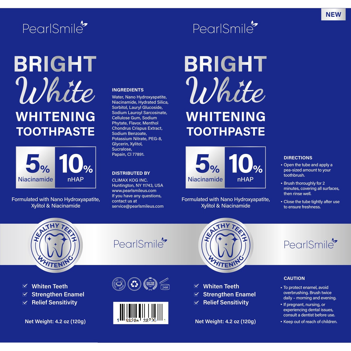 PearlSmile Toothpaste – 10% nHAp, 5% Niacinamide, Fluoride-Free