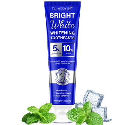 PearlSmile Whitening Toothpaste – 10% nHAp + 5% Niacinamide, Fluoride-Free, 4.2oz
