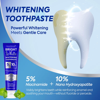 PearlSmile Whitening Toothpaste – 10% Nano-Hydroxyapatite + 5% Niacinamide – Fluoride-Free, Travel-Size 4.2oz (3 Pack)