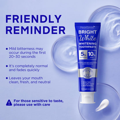 PearlSmile Whitening Toothpaste – 10% Nano-Hydroxyapatite + 5% Niacinamide – Fluoride-Free, Travel-Size 4.2oz (3 Pack)