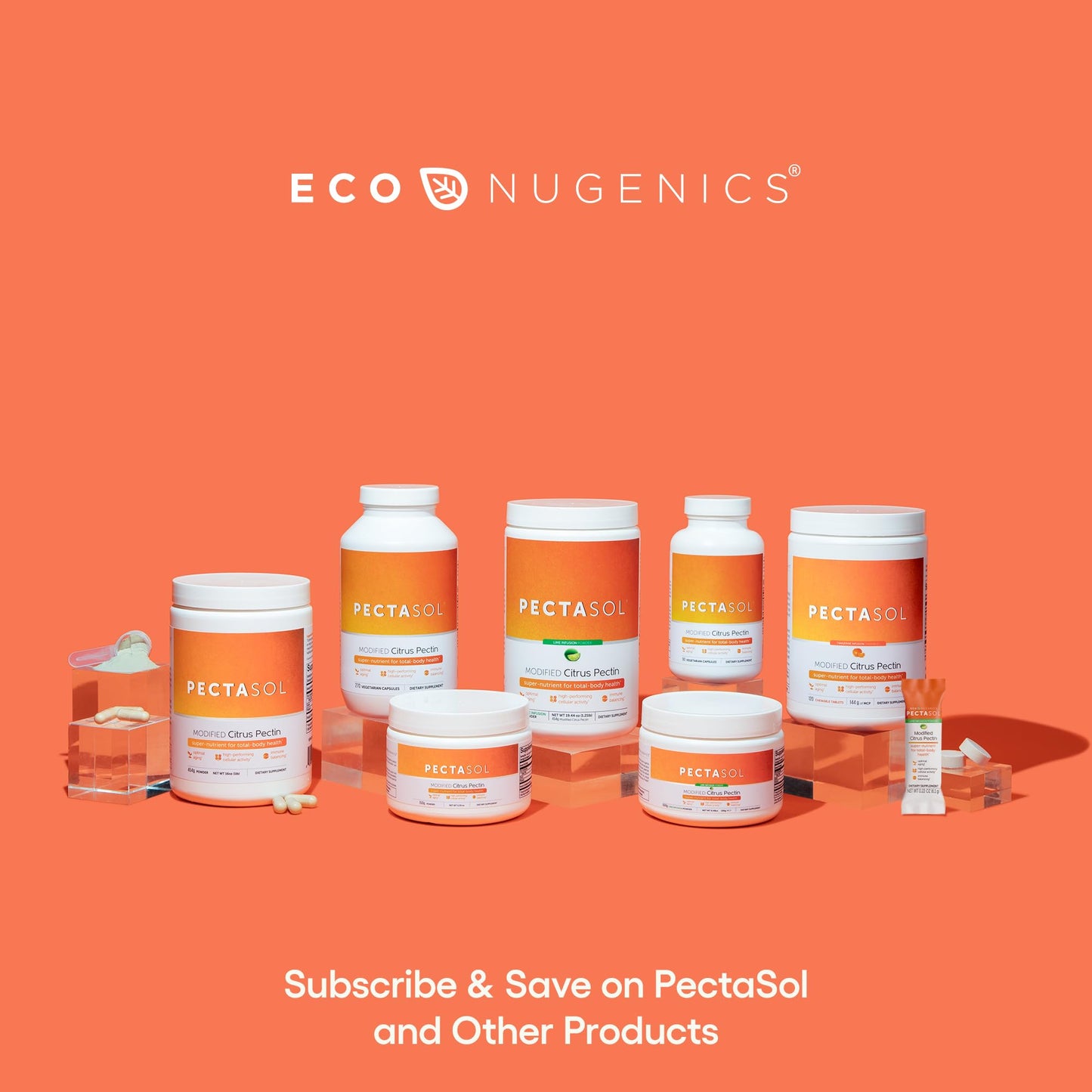 EcoNugenics PectaSol Modified Citrus Pectin – 120 Tangerine Chewable Tablets | Total-Body Wellness