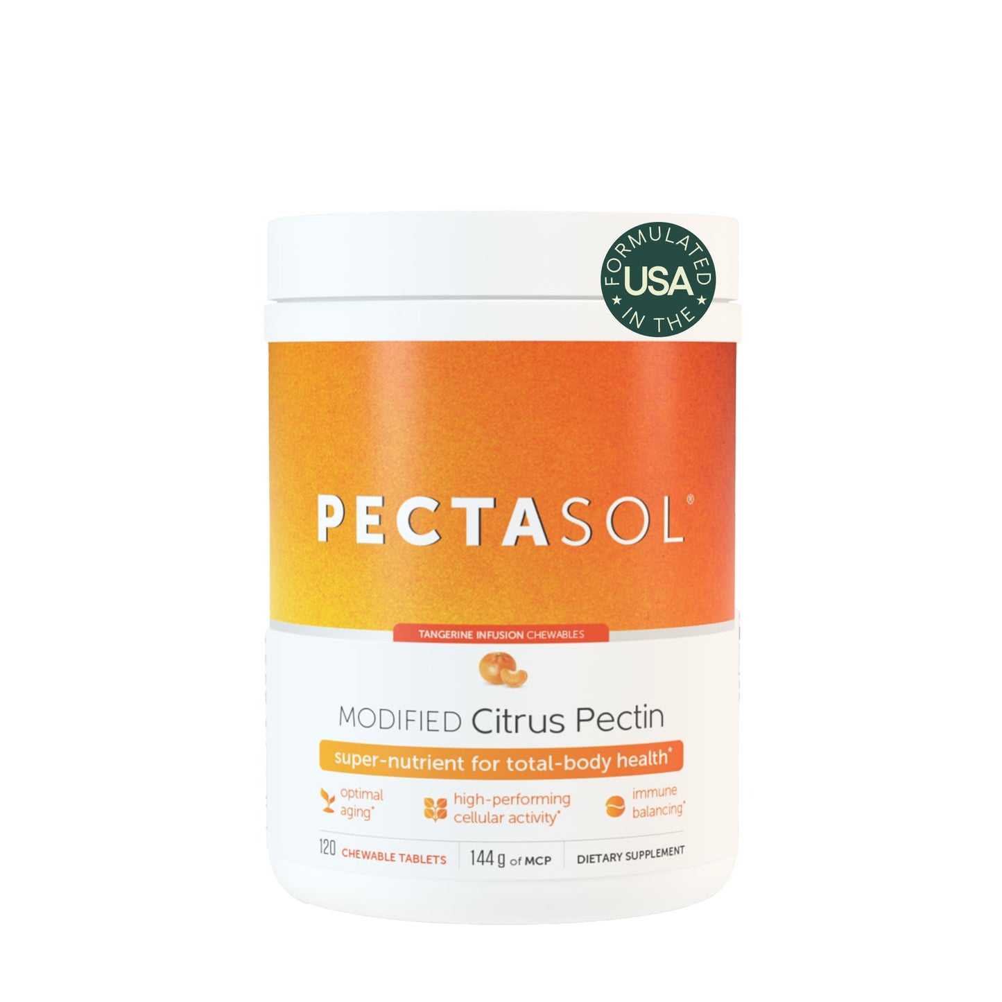 EcoNugenics PectaSol Modified Citrus Pectin – 120 Tangerine Chewable Tablets | Total-Body Wellness