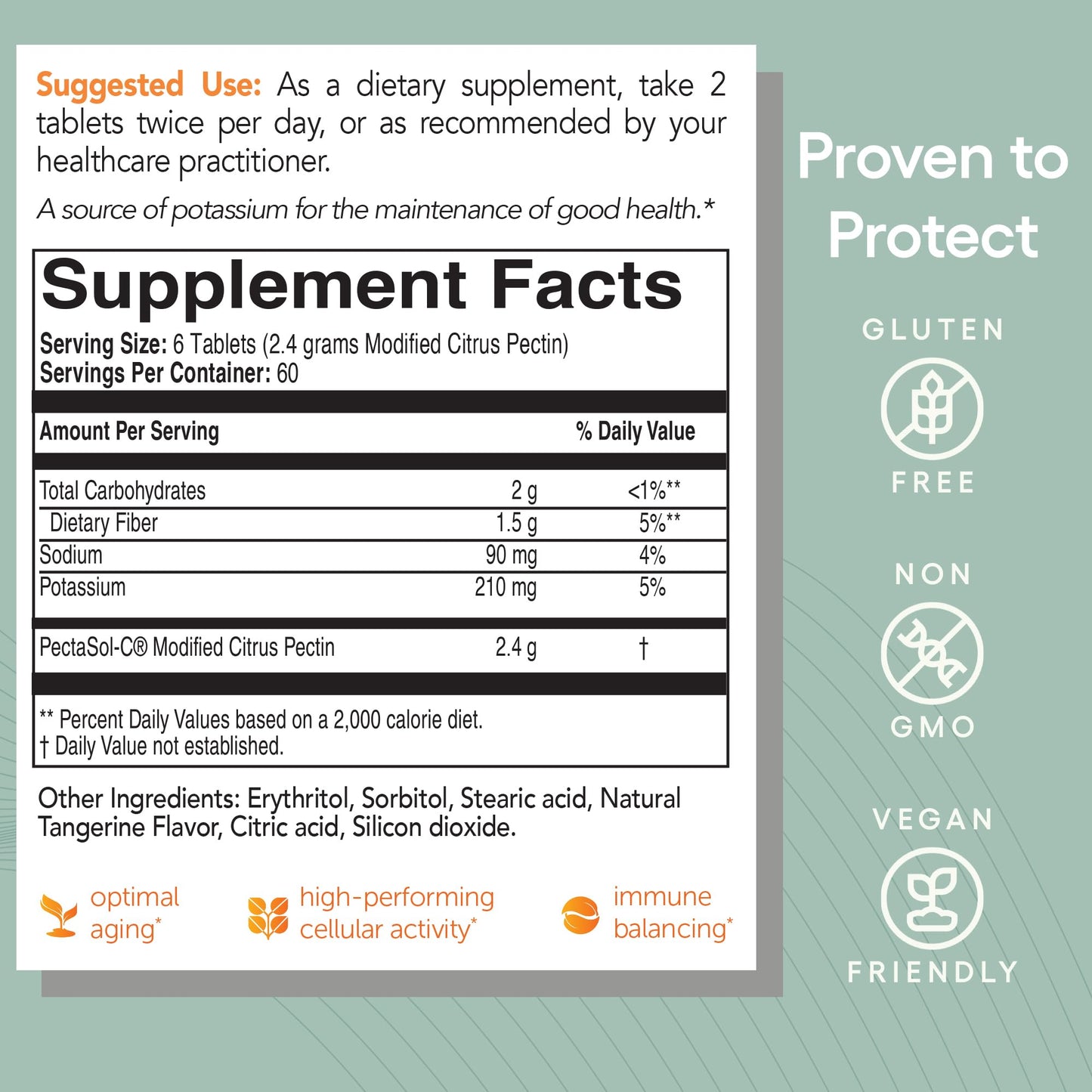 EcoNugenics PectaSol Modified Citrus Pectin – 120 Tangerine Chewable Tablets | Total-Body Wellness