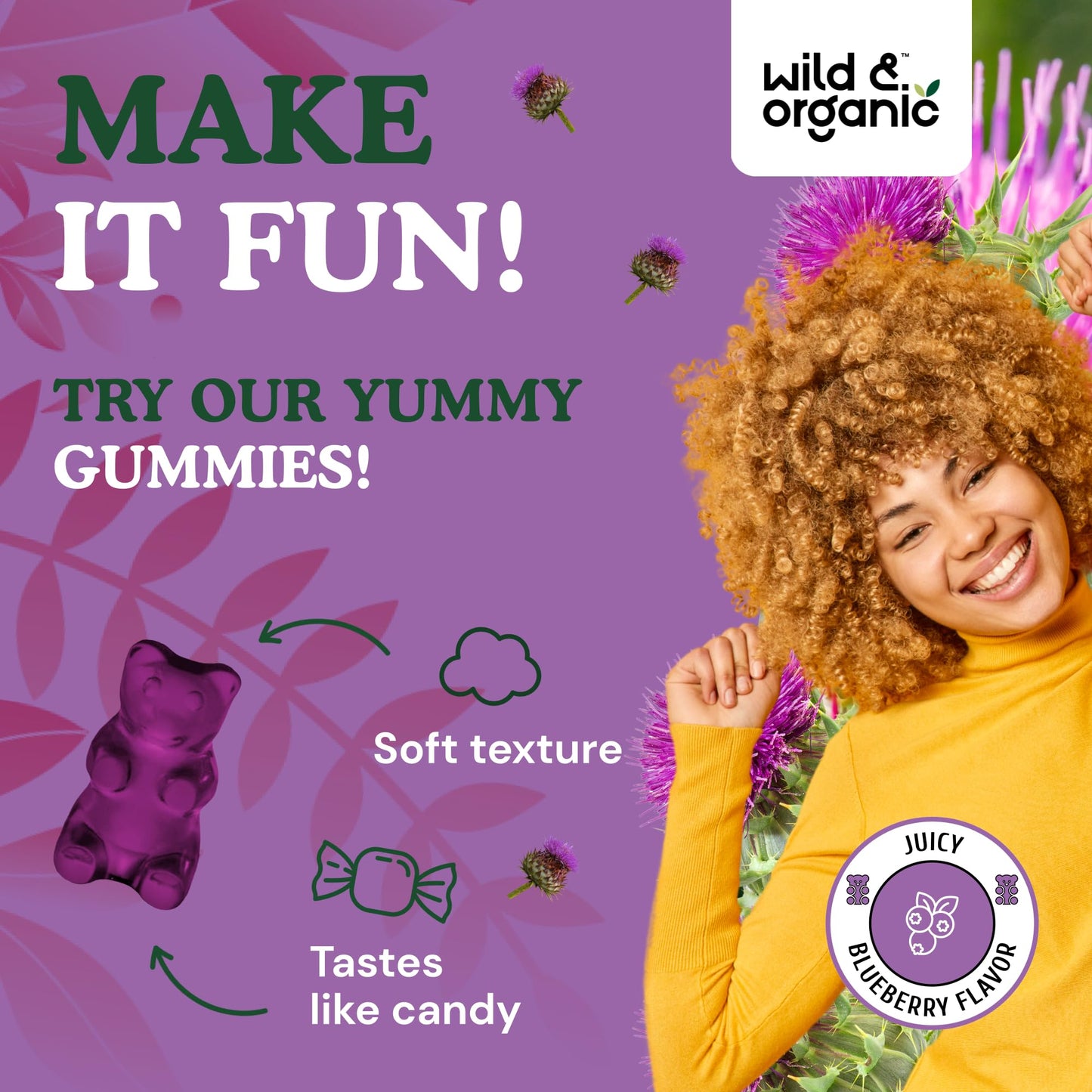 Wild & Organic Milk Thistle Gummies 1500mg | Liver Detox, Vegan & Non-GMO