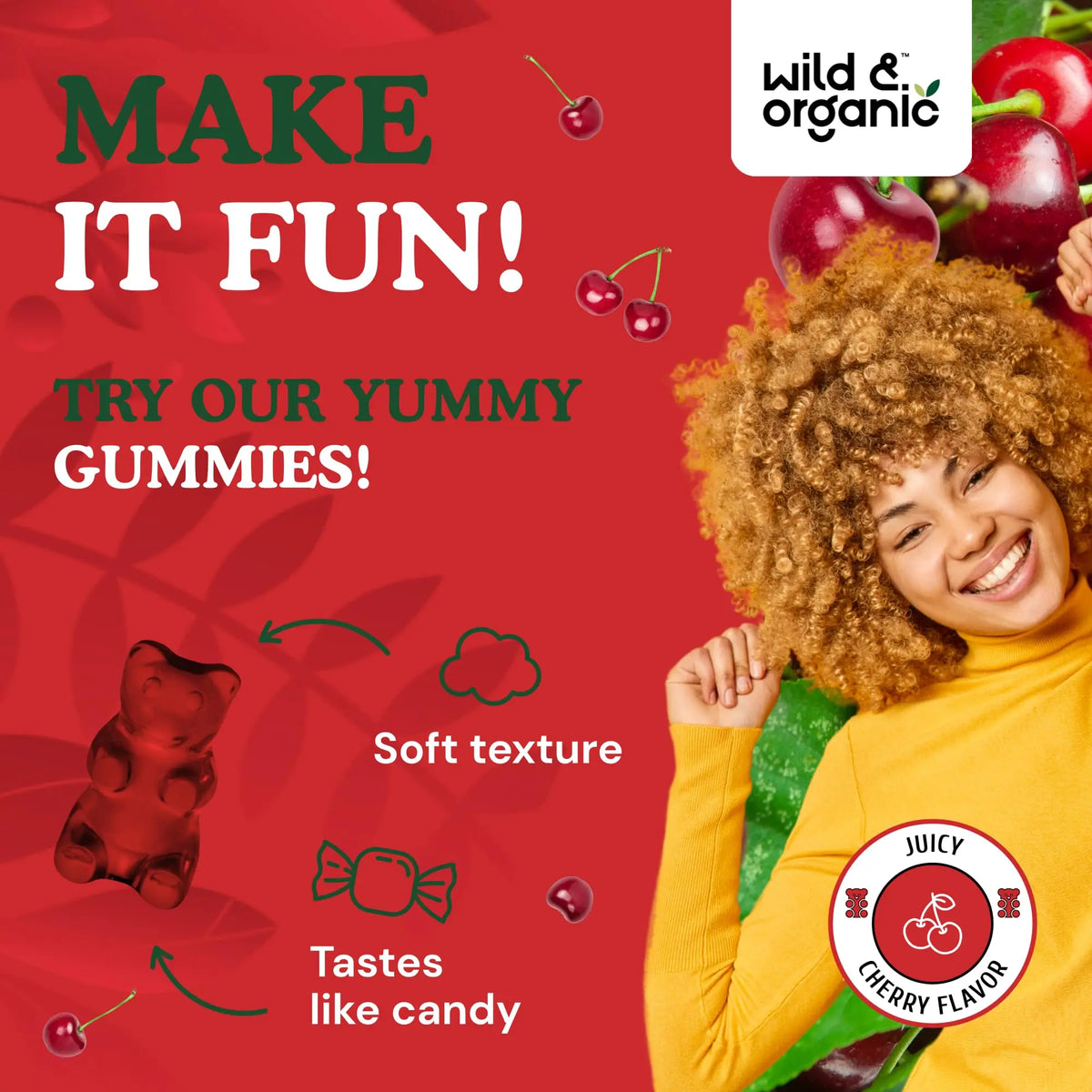 Wild & Organic Tart Cherry Gummies 7000 mg - Tart Cherry Extract for Uric Level Support - 60 Vegan, Non-GMO Chews (Pack of 2) BritishVita | Premium UK Vitamins & Wellness Supplements