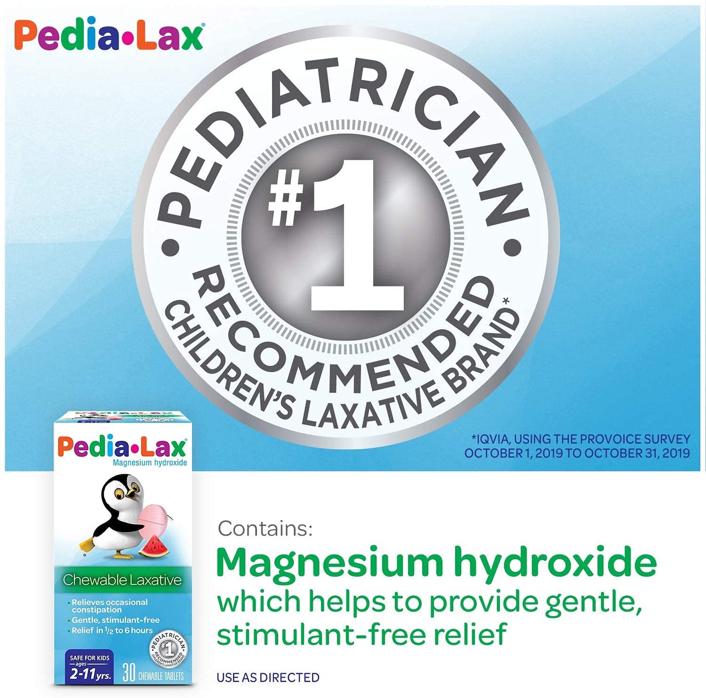 Pedia-Lax Watermelon Chewables for Kids 2–11 | Gentle, Fast Relief