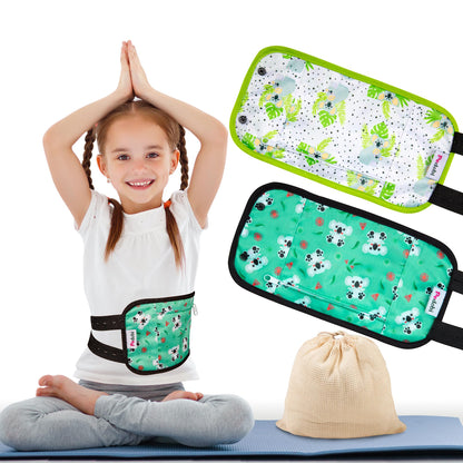 Pedobi 2 Pack Castor Oil Pack Wraps for Kids – Reusable Organic Cotton Pads with Adjustable Straps