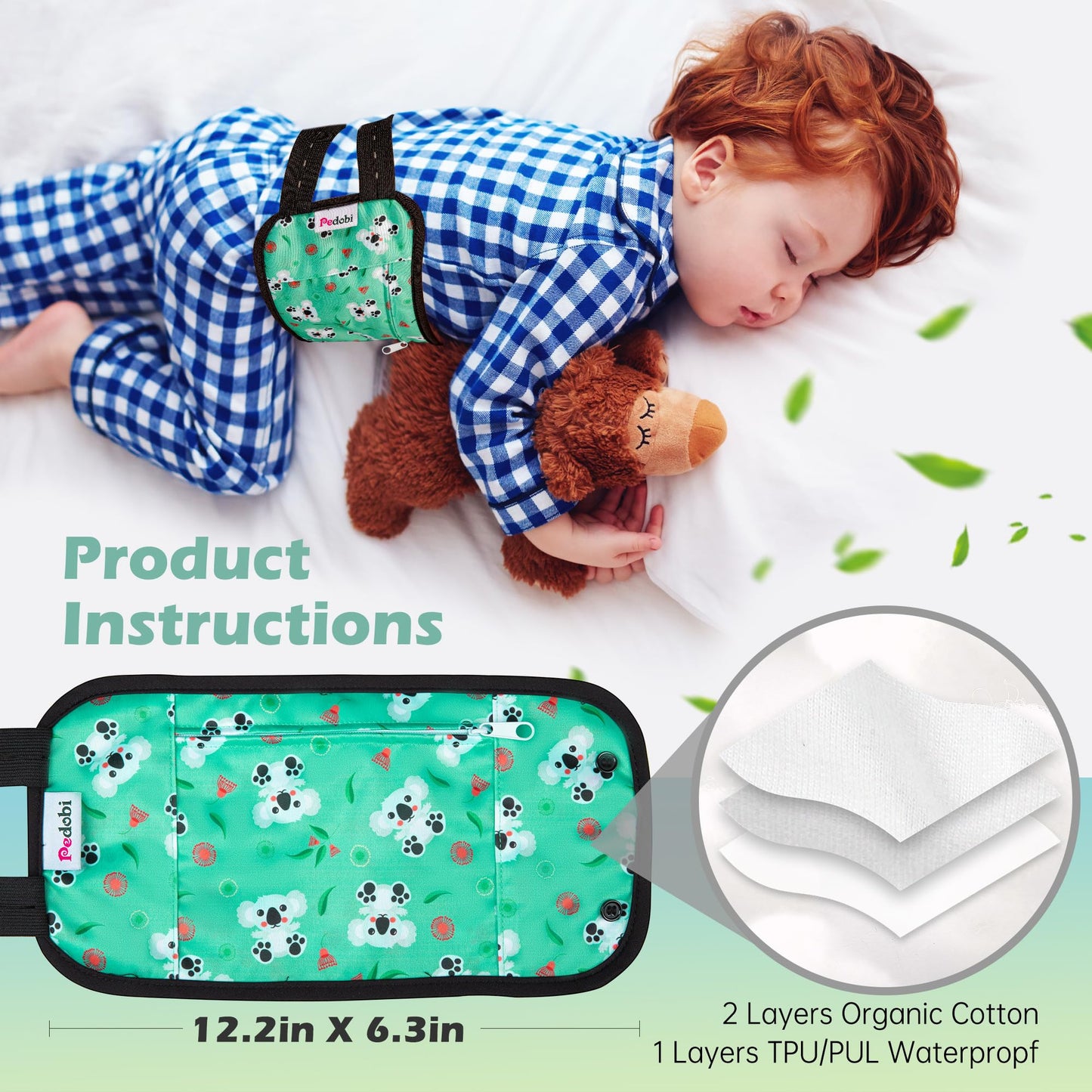 Pedobi 2 Pack Castor Oil Pack Wraps for Kids – Reusable Organic Cotton Pads with Adjustable Straps