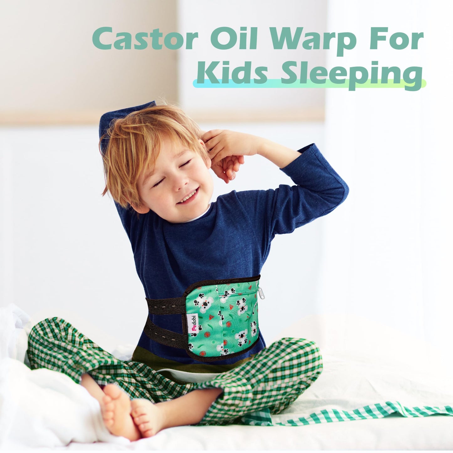 Pedobi 2 Pack Castor Oil Pack Wraps for Kids – Reusable Organic Cotton Pads with Adjustable Straps