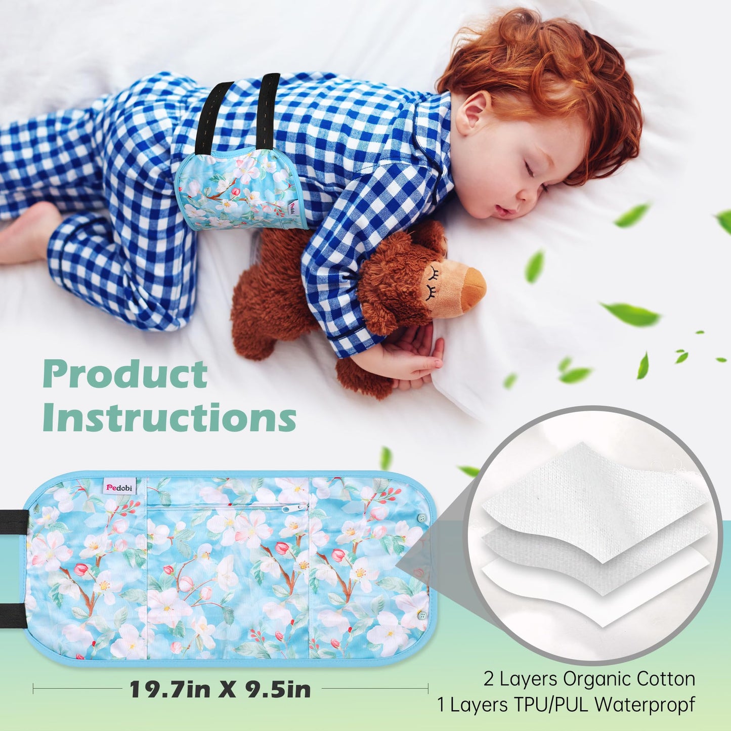 Pedobi 2 Pack Castor Oil Pack Wrap for Kids | Reusable Organic Cotton Pads – Flowers