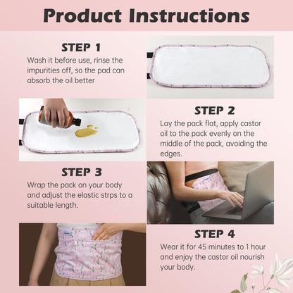Pedobi 2 Pack Castor Oil Pack Wrap – Organic Cotton, Reusable Leak-Proof for Liver & Thyroid Comfort