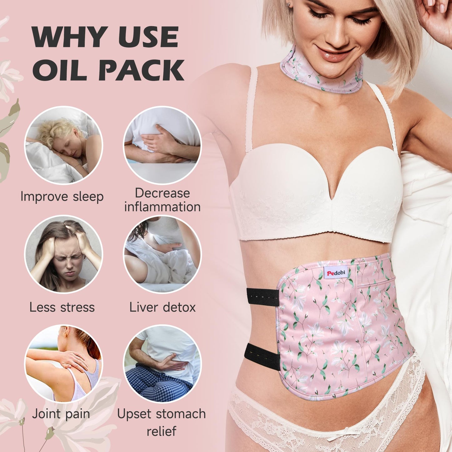 Pedobi 2 Pack Castor Oil Pack Wrap – Organic Cotton, Reusable Leak-Proof for Liver & Thyroid Comfort