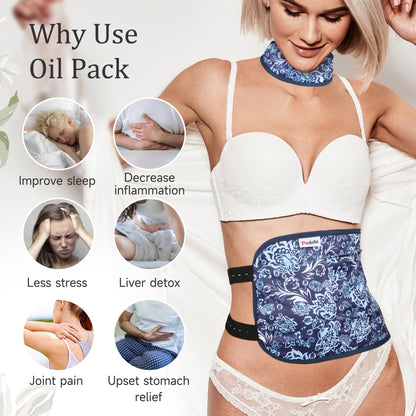 Pedobi Reusable Castor Oil Pack Wrap – Liver Detox, 2pcs, Blue/White