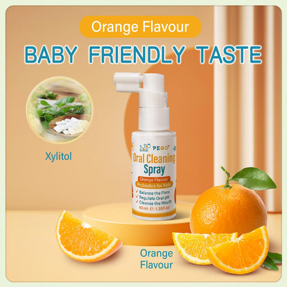 PEGO Kids Oral Spray - Probiotic, Fluoride-Free Mouth Spray for Toddlers & Kids (Orange, 40ml)