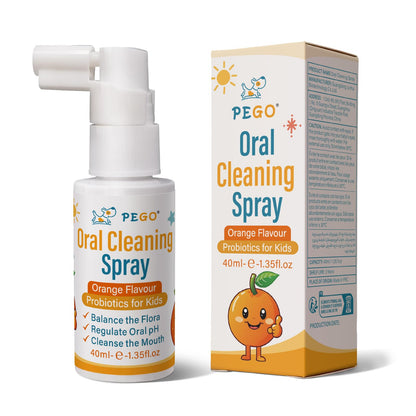 PEGO Kids Oral Spray - Probiotic, Fluoride-Free Mouth Spray for Toddlers & Kids (Orange, 40ml)