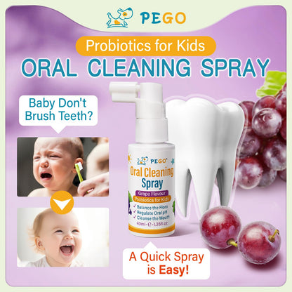 PEGO Kids Oral Spray - Fluoride-Free Toddler Care, Grape Flavor (40ml) | Newborn to Preschoolers