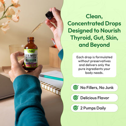 Pella Nutrition Sea Moss Drops with Bladderwrack – 4X Faster Absorption | Digestive & Immune Support | Strawberry Lime 60mL