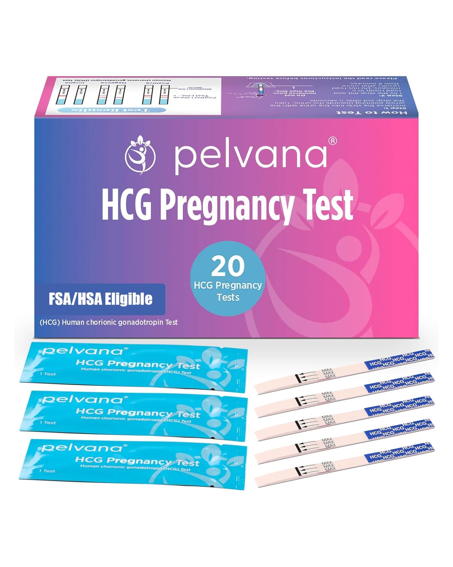 Pelvana HCG Pregnancy Test Strips 20 Count – 5-Minute Results | Bulk Pack