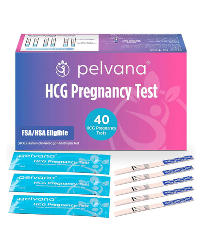 Pelvana HCG Pregnancy Test Strips – 40 Count, 5-Minute Results, At-Home Bulk Pack