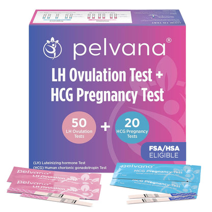 Pelvana Pregnancy & Ovulation Test Strips Combo Kit – 70 Piece Kit (LH & HCG)