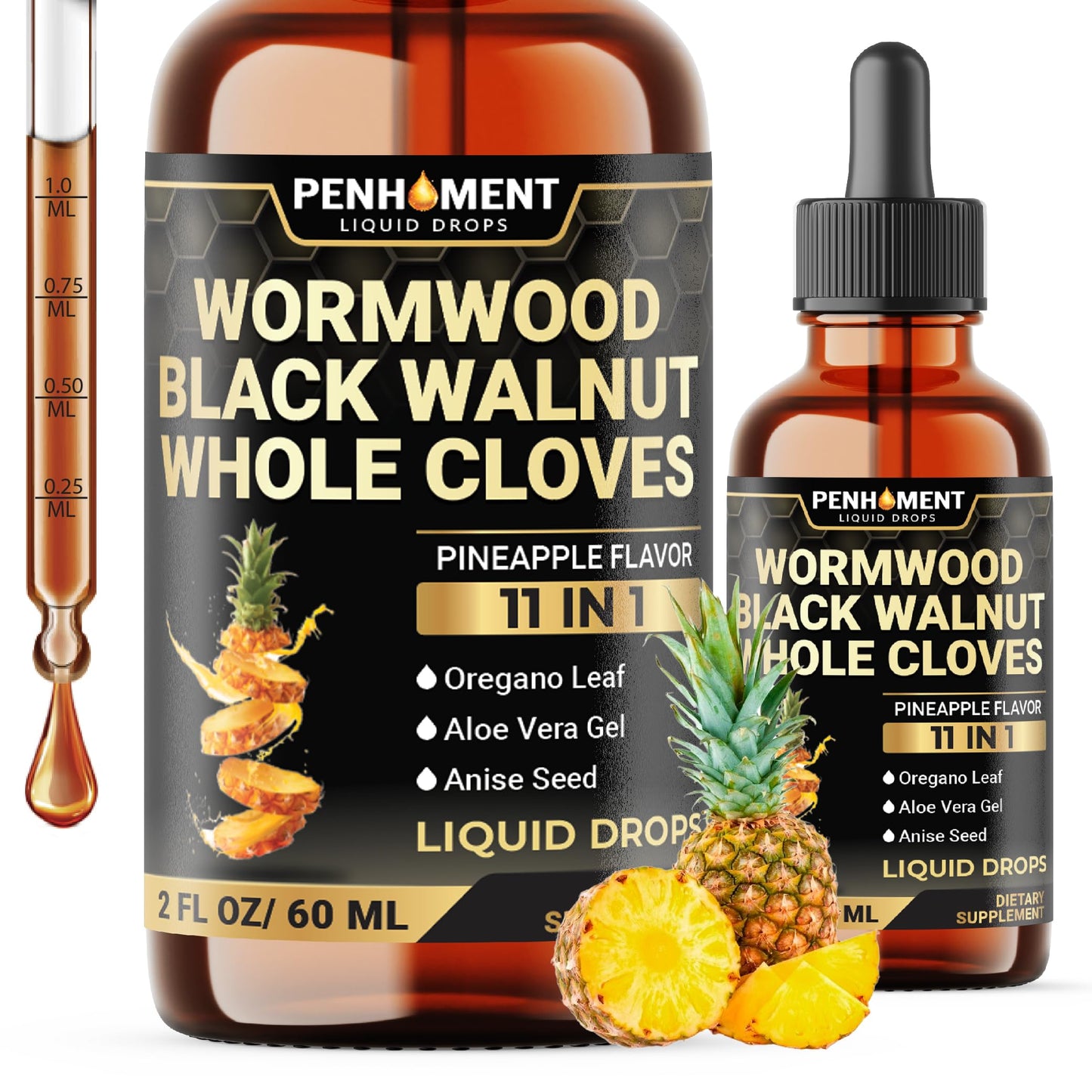 Penhoment 11in1 2100mg Wormwood Drops Pineapple Flavor - 2 oz | 60 Day Supply