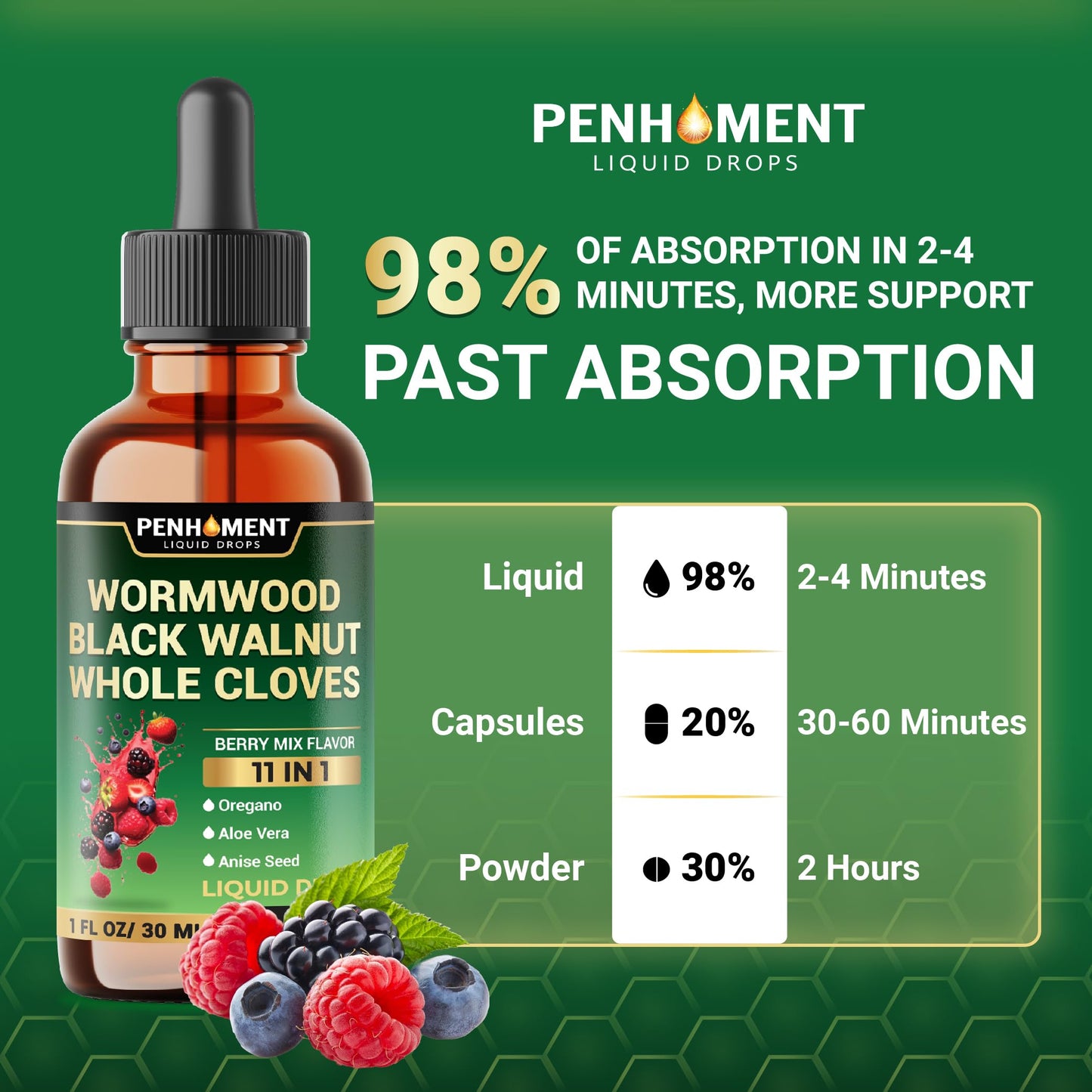 Penhoment 10in1 Wormwood Tincture, Berry Mix – 1 FL OZ (2 Months)
