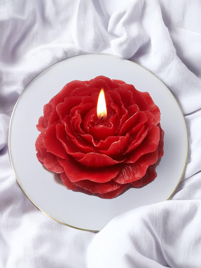 Peony Flower Shaped Candle with Scent – Soy Wax Aromatherapy Gift Candle (Red)
