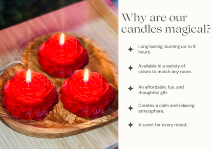 Peony Flower Shaped Candle with Scent – Soy Wax Aromatherapy Gift Candle (Red)