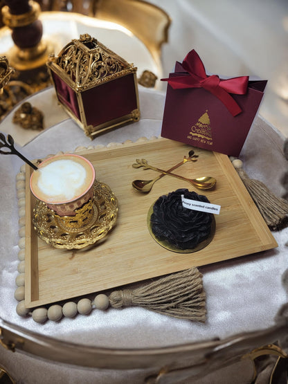 Peony Flower Shaped Candle | Scented Soy Wax Blend, Aromatherapy Gift (Black)