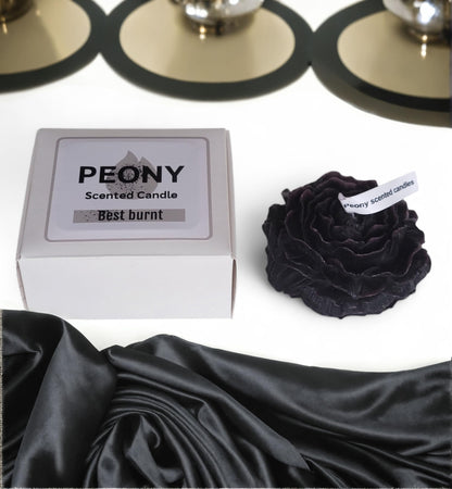 Peony Flower Shaped Candle | Scented Soy Wax Blend, Aromatherapy Gift (Black)
