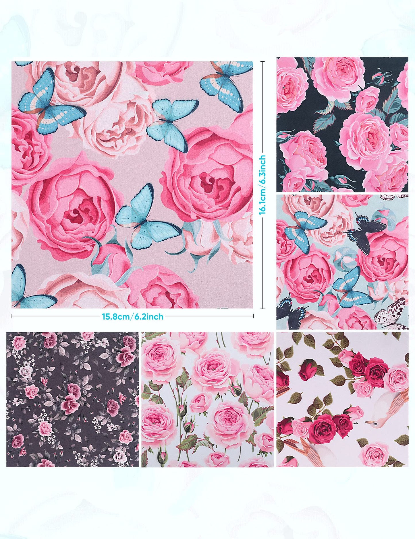 6PCS Thickened Glasses Cleaning Cloths – Floral Microfiber Wipes (Peony)