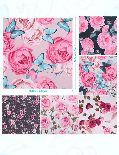 6PCS Thickened Glasses Cleaning Cloths – Floral Microfiber Wipes (Peony)