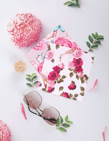 6PCS Thickened Glasses Cleaning Cloths – Floral Microfiber Wipes (Peony)