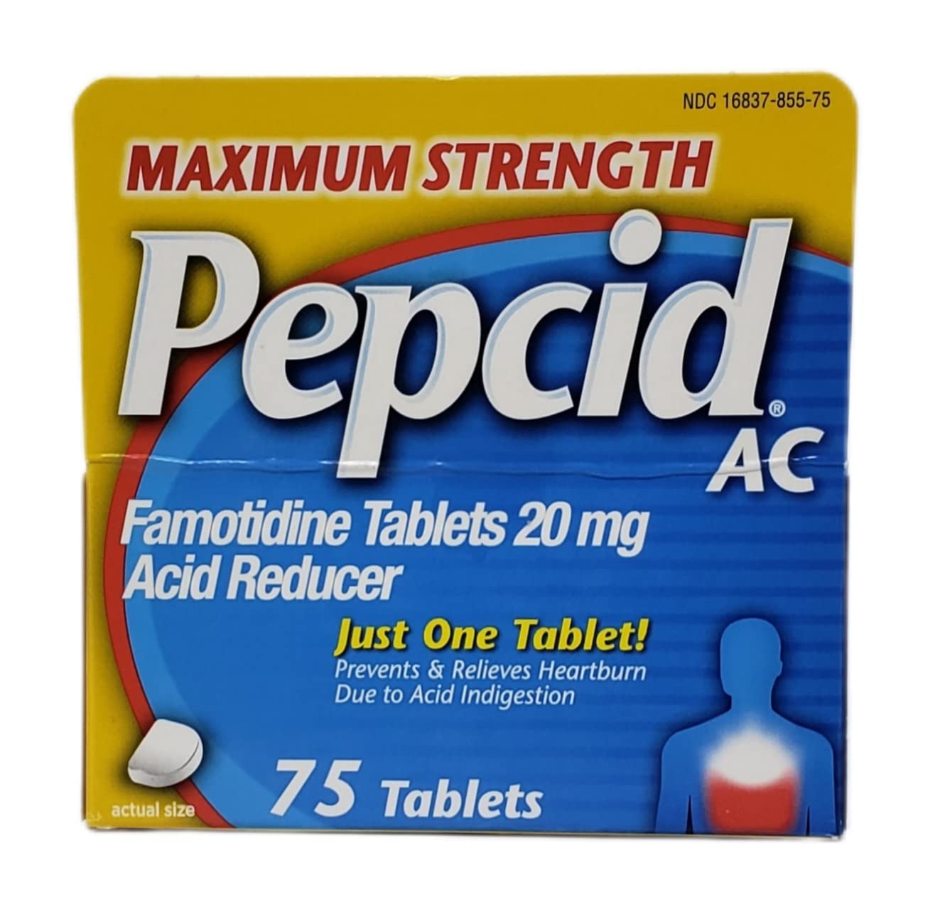 Pepcid AC Maximum Strength - Pack of 2 Boxes (150 Tablets) | Fast Heartburn Relief