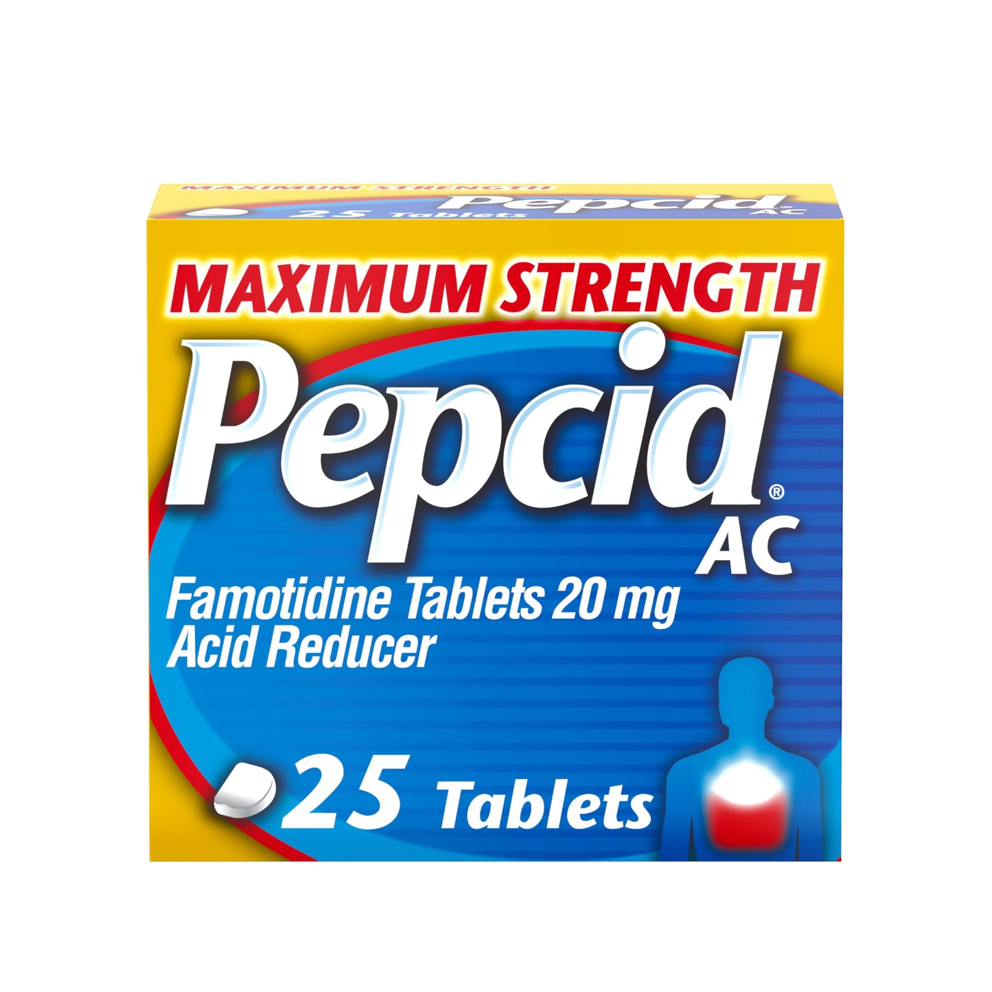 Pepcid AC Maximum Strength Heartburn Relief Tablets – 20 mg Famotidine, 25 ct