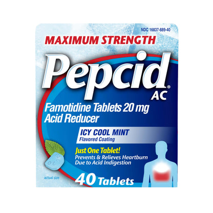 Pepcid AC Maximum Strength Heartburn Relief Tablets - 40 ct, 20 mg Famotidine, Icy Cool Mint