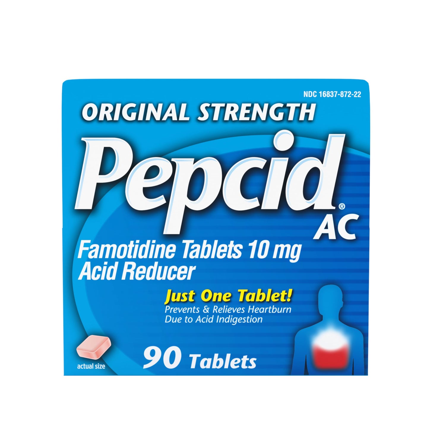 Pepcid AC Original Strength 10 mg Tablets – Fast Heartburn Relief, 90 Count
