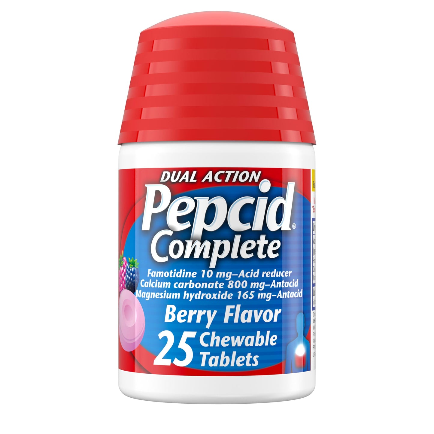 Pepcid Complete Berry Chewable Tablets | Dual-Action Acid Reducer & Antacid