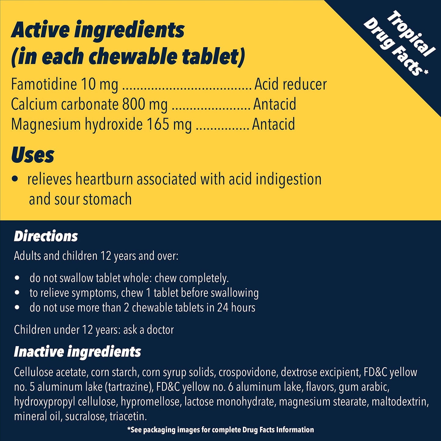 Pepcid Complete Tropical Fruit Chewables – Fast Heartburn Relief (50 ct)
