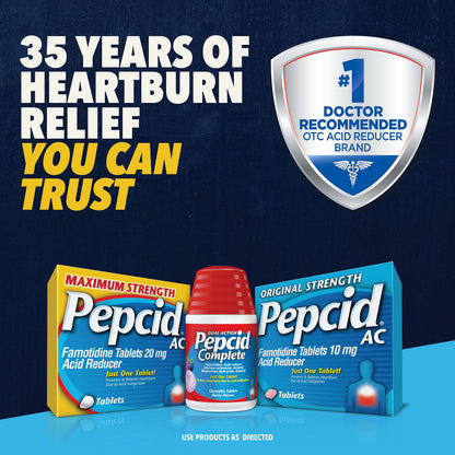 Pepcid Complete Tropical Fruit Chewables – Fast Heartburn Relief (50 ct)