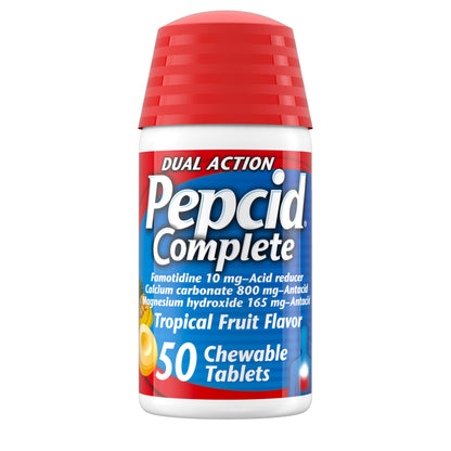 Pepcid Complete Tropical Fruit Chewables – Fast Heartburn Relief (50 ct)
