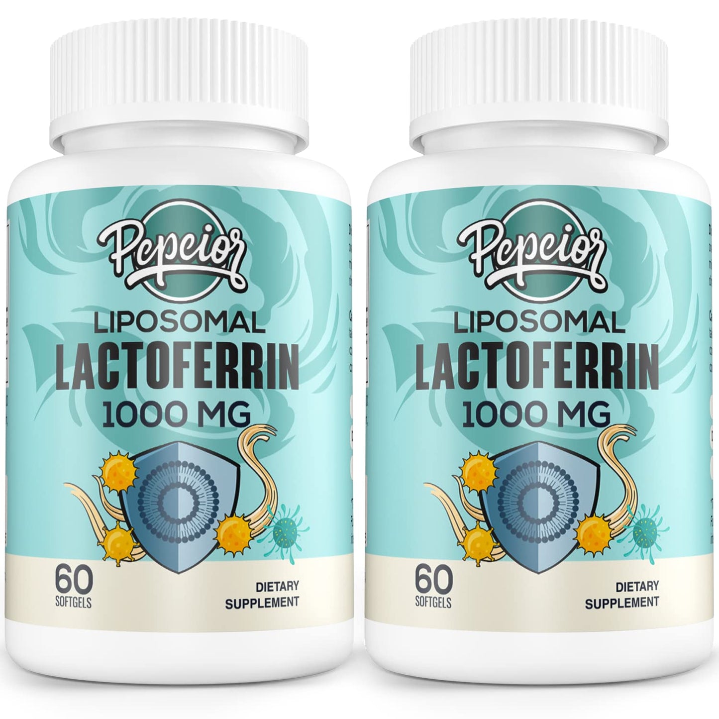 Pepeior Liposomal Bovine Lactoferrin 1000 mg – 60 Softgels (2 Bottles) | Iron Absorption & Immunity