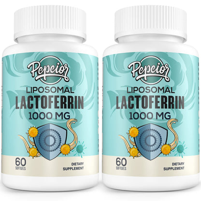 Pepeior Liposomal Bovine Lactoferrin 1000 mg – 60 Softgels (2 Bottles) | Iron Absorption & Immunity
