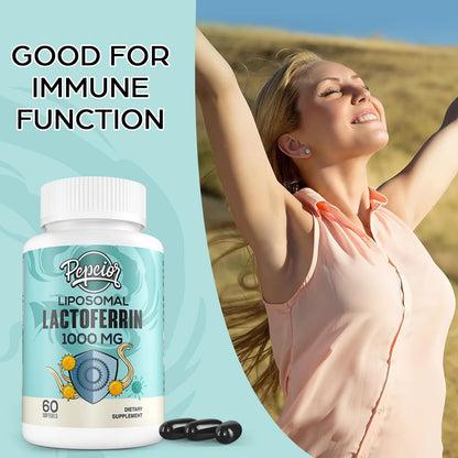 Pepeior Liposomal Bovine Lactoferrin 1000 mg – 60 Softgels (2 Bottles) | Iron Absorption & Immunity