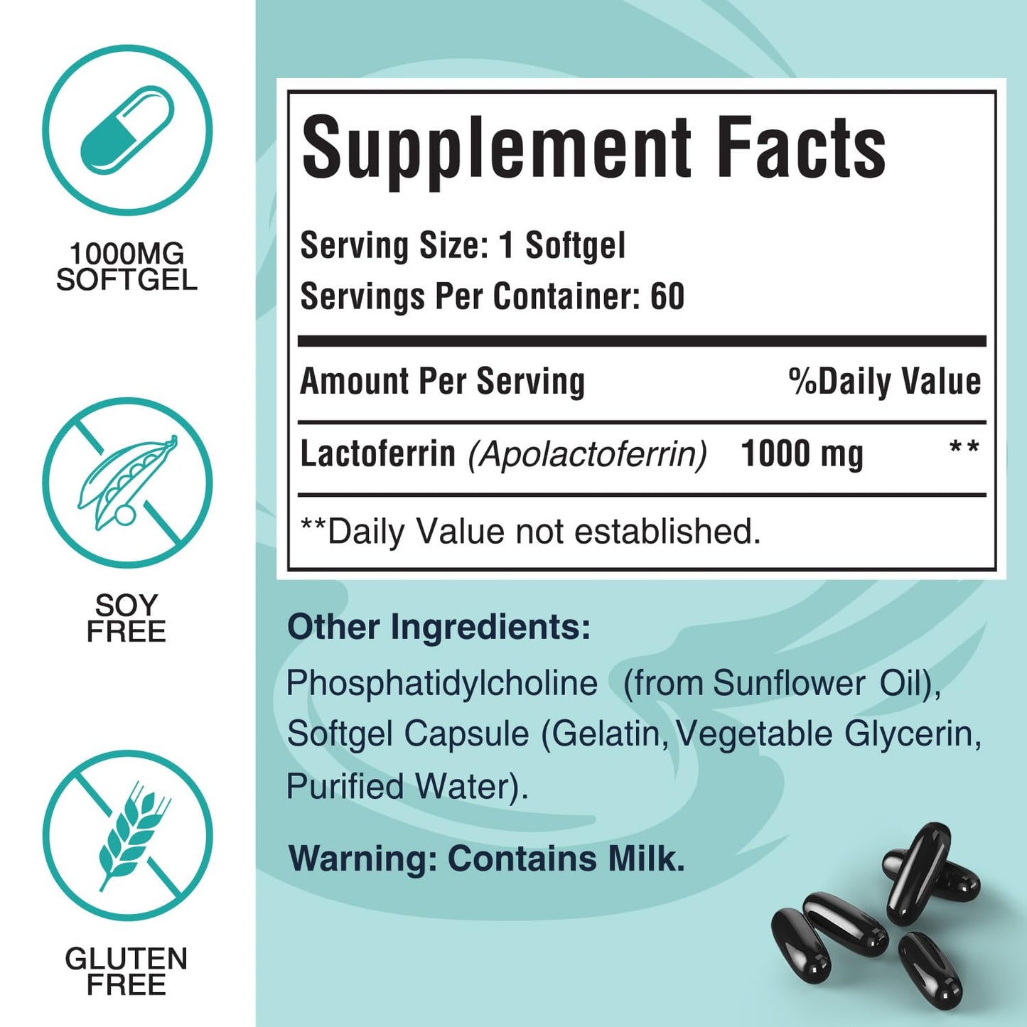 Pepeior Liposomal Bovine Lactoferrin 1000 mg – Immune Support & Iron Absorption, 60 Softgels
